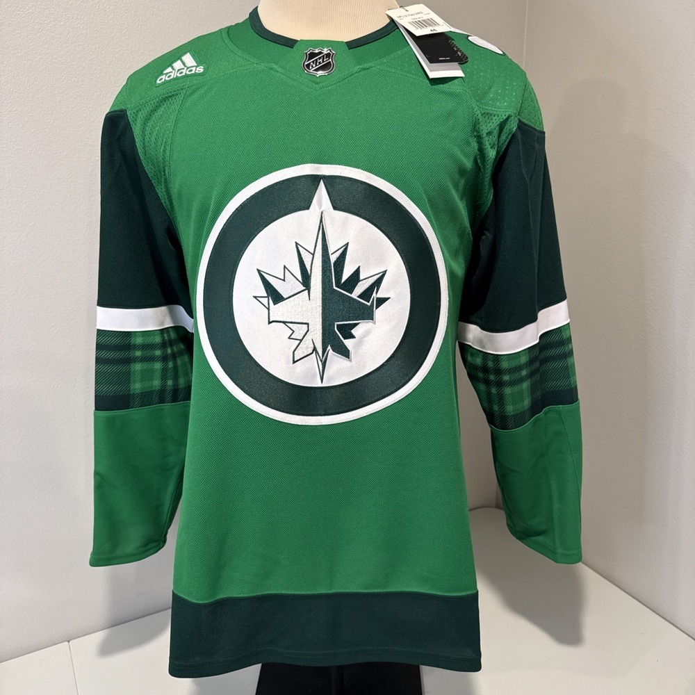 Adidas‎ NHL WINNIPEG JETS St Patricks Day Green Authentic Jersey Size 46 (small)
